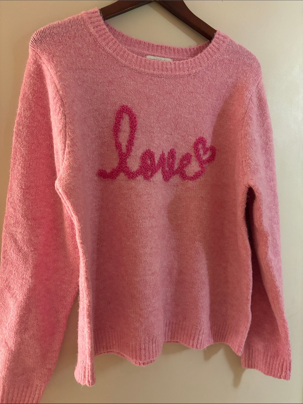 cupcakes & cashmere Pink 'Love' Script Crewneck Sweater